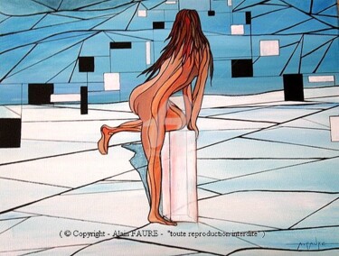 Картина под названием "MUSE DE GLACE" - Alain Faure, Подлинное произведение искусства, Акрил Установлен на Деревянная рама д…