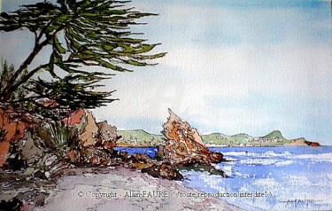 Painting titled "LA SOURCE DE LA PUC…" by Alain Faure, Original Artwork, Watercolor Mounted on Other rigid panel