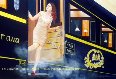 Schilderij getiteld "ORIENT-EXPRESS" door Alain Faure, Origineel Kunstwerk, Acryl Gemonteerd op Frame voor houten brancard