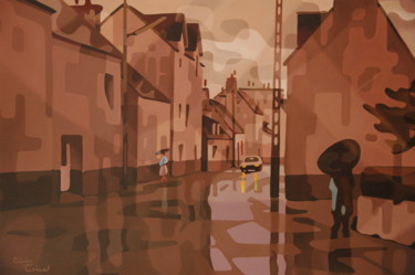 Malerei mit dem Titel "La pluie" von Alain Grisel, Original-Kunstwerk, Öl