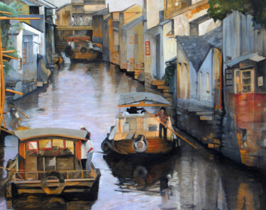 Peinture intitulée "venise-chinoise-91x…" par Alain Horlaville, Œuvre d'art originale