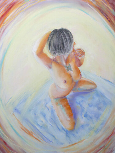 Painting titled "Myriam" by Alain Lorkovic, Original Artwork, Pastel Mounted on Cardboard