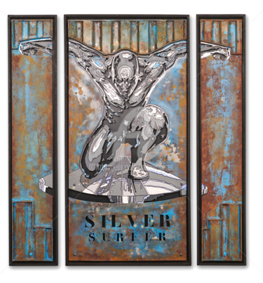 Escultura intitulada "Silver Surfer - Tri…" por Alain Louiset, Obras de arte originais, Metais