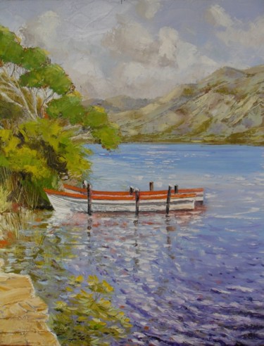 Pintura titulada "deux barques au Con…" por Alain Muller, Obra de arte original