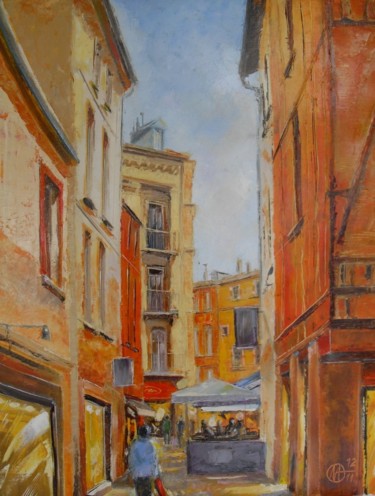 Painting titled "café de rue" by Alain Muller, Original Artwork