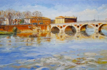 Schilderij getiteld "garonne-4.jpg" door Alain Muller, Origineel Kunstwerk, Olie