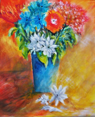 Painting titled "fleurs 3" by Alain Quillon, Original Artwork, Acrylic