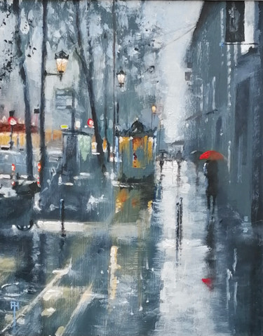 Painting titled "Streets of Paris" by Alan Harris, Original Artwork, Acrylic