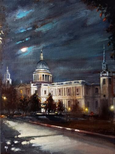 「Late Night London,…」というタイトルの絵画 Alan Harrisによって, オリジナルのアートワーク, アクリル