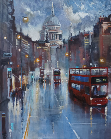 Pittura intitolato "St Paul's Cathedral…" da Alan Harris, Opera d'arte originale, Acrilico