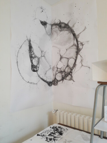 Drawing titled "Fossile" by Albanne Cannet Del Litto, Original Artwork, Installation Art