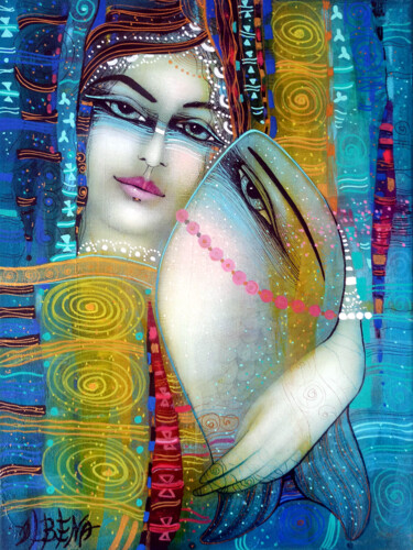 Картина под названием "POISSONS" - Albena Vatcheva, Подлинное произведение искусства, Масло Установлен на Деревянная рама дл…