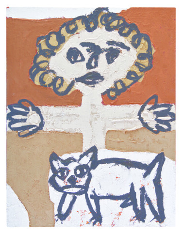 Malarstwo zatytułowany „Niño con perro.  -…” autorstwa Albert Cruells, Oryginalna praca, Akryl Zamontowany na Drewniana rama…