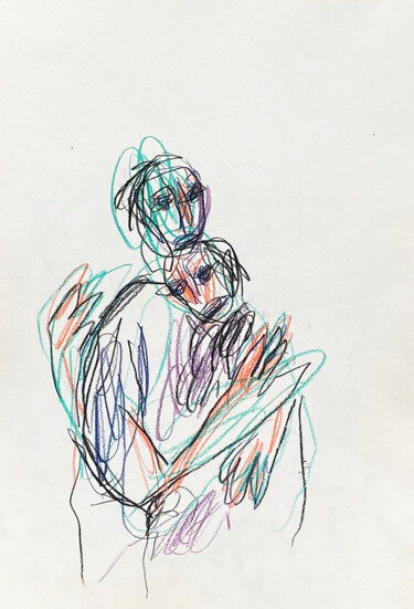 Druckgrafik mit dem Titel "Abrazo 3.  -  Hug 3." von Albert Cruells, Original-Kunstwerk, Digitaldruck