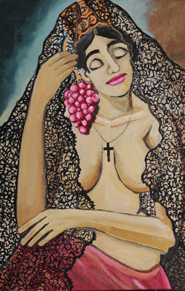 Картина под названием "Rocío." - Albert Cruells, Подлинное произведение искусства, Масло Установлен на Деревянная рама для н…