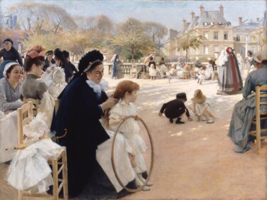 Schilderij getiteld "Le jardin du Luxemb…" door Albert Edelfelt, Origineel Kunstwerk, Olie