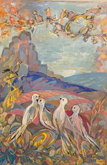 Картина под названием "Landscape" - Albert Karoyan, Подлинное произведение искусства, Гуашь