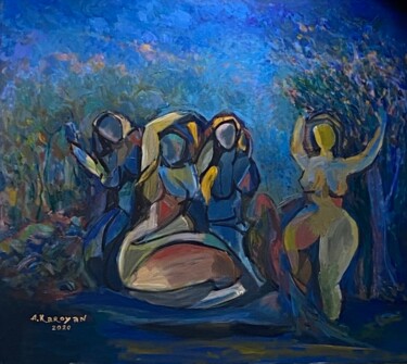 Pintura intitulada "Dancers at Sunset" por Albert Karoyan, Obras de arte originais, Óleo