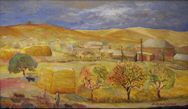 Painting titled "Autumn in Tashir" by Albert Karoyan, Original Artwork, Oil