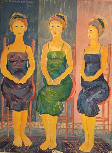 제목이 "Triptych"인 미술작품 Albert Karoyan로, 원작, 구아슈