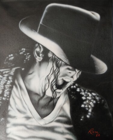 Картина под названием "Michael Jackson por…" - Albert Riera, Подлинное произведение искусства, Аэрограф