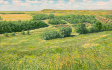 Peinture intitulée "Rural landscape. Th…" par Albert Safiullin, Œuvre d'art originale, Huile