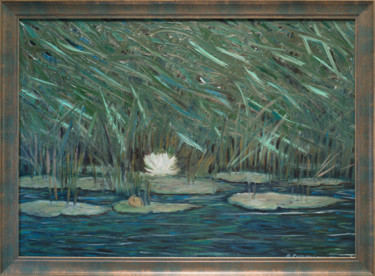Peinture intitulée "The lonely Lily in…" par Albert Safiullin, Œuvre d'art originale, Huile