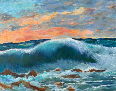 Pintura intitulada "The Wave (№2)" por Albert Safiullin, Obras de arte originais, Óleo