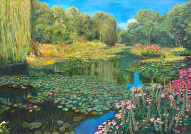 제목이 "The Pond at Giverny…"인 미술작품 Albert Safiullin로, 원작, 기름