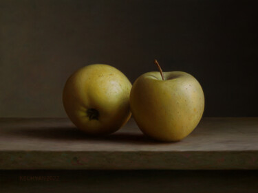 Schilderij getiteld "Gold Apples" door Albert Kechyan, Origineel Kunstwerk, Olie