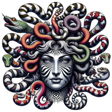 Artes digitais intitulada "Medusa - A Labyrint…" por Alberto Capitani, Obras de arte originais, Imagem gerada por IA