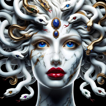 Arte digital titulada "Medusa: The Marble…" por Alberto Capitani, Obra de arte original, Imagen generada por IA