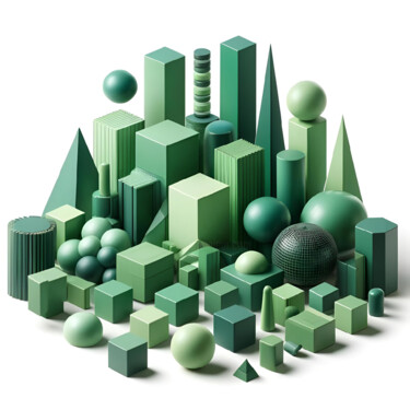 Digitale Kunst mit dem Titel "Verdant Metropolis" von Alberto Capitani, Original-Kunstwerk, KI-generiertes Bild