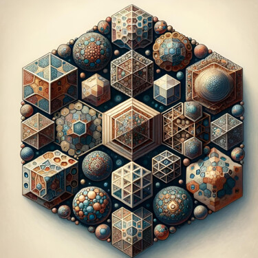 Digital Arts titled "Polyhedral Panorama…" by Alberto Capitani, Original Artwork, AI generated image