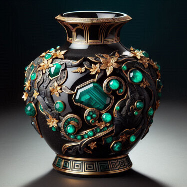 "Obsidian Vase with…" başlıklı Dijital Sanat Alberto Capitani tarafından, Orijinal sanat, AI tarafından oluşturulan görüntü