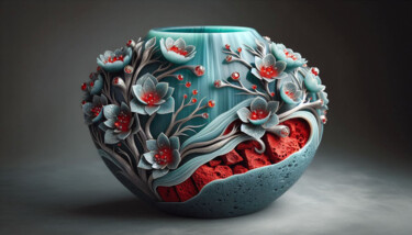 Digital Arts titled "Turquoise Ceramic V…" by Alberto Capitani, Original Artwork, AI generated image