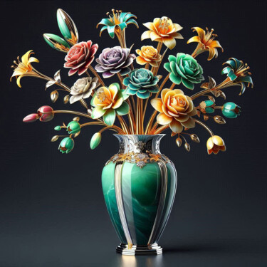 Digital Arts titled "Vase with Silver an…" by Alberto Capitani, Original Artwork, AI generated image