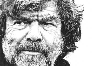 Rysunek zatytułowany „Reinhold Messner” autorstwa Alberto Ciro Taddei, Oryginalna praca, Ołówek
