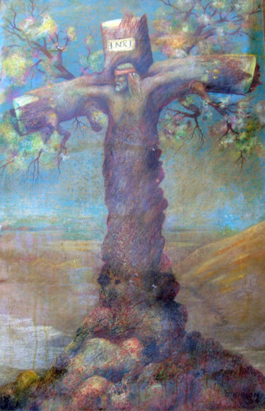 Peinture intitulée "Christ symbol holdi…" par Alberto Thirion, Œuvre d'art originale, Huile