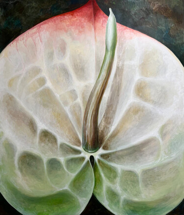 Malerei mit dem Titel "Large white anthuri…" von Albina Bunina, Original-Kunstwerk, Acryl