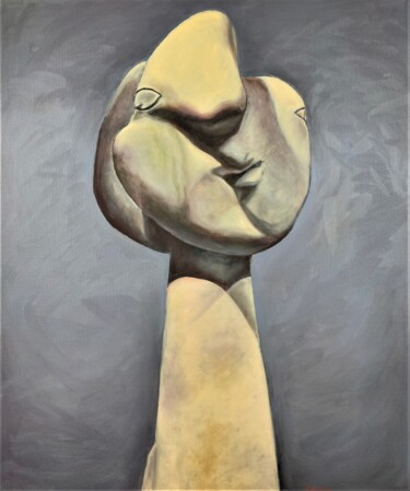 Peinture intitulée "Tête de femme au ch…" par Albina Urbanek, Œuvre d'art originale, Huile