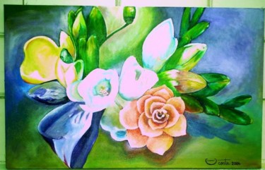 Pintura intitulada "flores" por Alceo Luiz De Costa Dcosta, Obras de arte originais