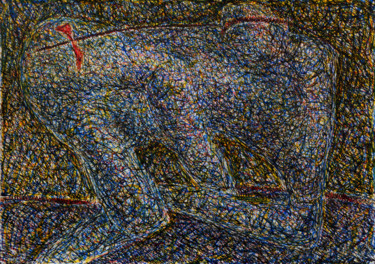 Schilderij getiteld "Голубая фигура" door Aleksei Filippov, Origineel Kunstwerk