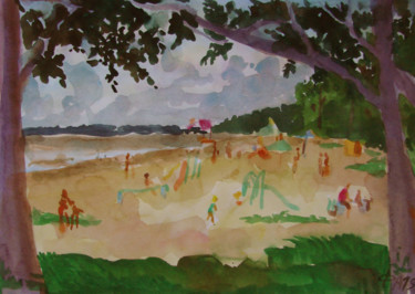 Schilderij getiteld "Пляж" door Aleksei Filippov, Origineel Kunstwerk, Aquarel