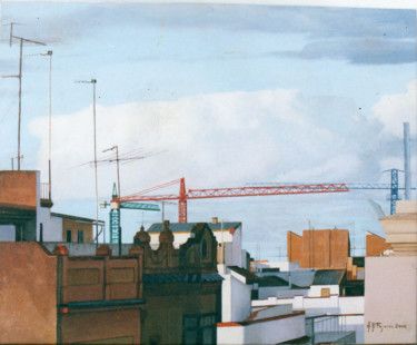 Pintura titulada "gruas-de-sevilla.jpg" por Alejandro Fajardo, Obra de arte original