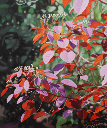 Pintura titulada "hojas-rojas.jpg" por Alejandro Fajardo, Obra de arte original