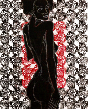 Σχέδιο με τίτλο "Nude woman portrait…" από Alek Tretiak, Αυθεντικά έργα τέχνης, Κοντέ