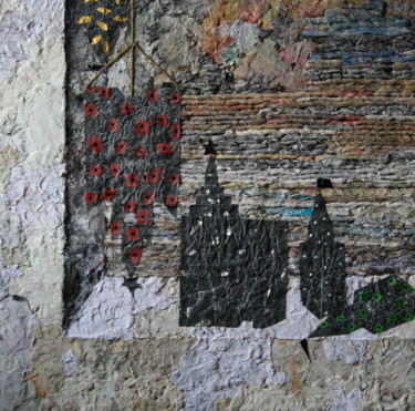 Painting titled "Kremlin still life" by Aleks Voznesenskii, Original Artwork, Collages Mounted on Cardboard