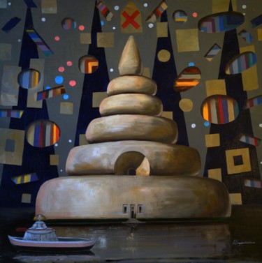 Schilderij getiteld "Tower of the Infant…" door Aleks Voznesenskii, Origineel Kunstwerk, Olie