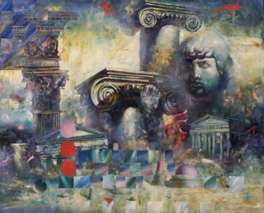 Картина под названием "Antique motif 1" - Dobrodiy Alexandr, Подлинное произведение искусства, Масло Установлен на Деревянна…